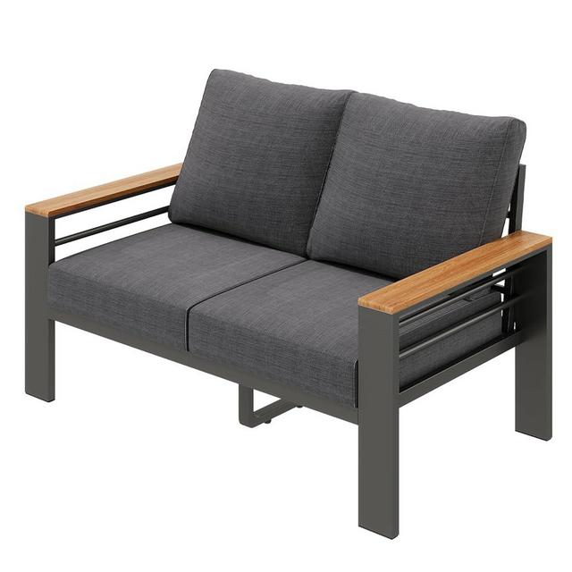 Aoxun Aluminum Outdoor Patio Furniture Set, 2 Seats Outdoor Sectional, Patio Conversation Sets with Upgraded Armrests and Cushions for Backyard, Garden and Poolside