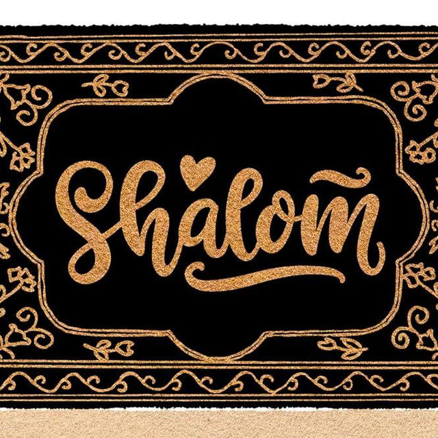 bouulm Shalom 23.6"x15.7" Outdoor Door Mats for Front Door Outside Entry Doormats for Entrance Way Outdoors Holiday Funny Welcome Mats Indoor with Rubber Backing