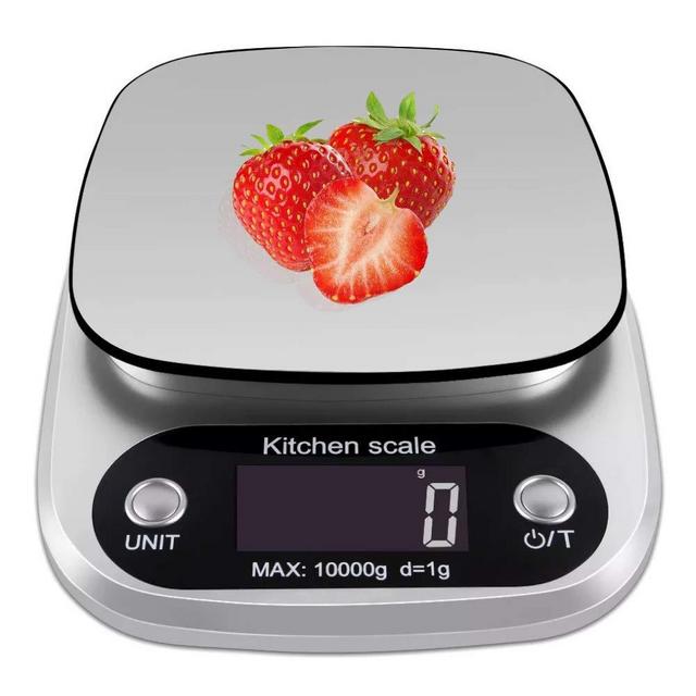 XDFEWFJH Food Scale Kitchen Scale 22lb Weight Grams and 1g/0.1oz for Cooking Baking,Weight Loss,Candle Making,Silver,Stainless Steel Platform
