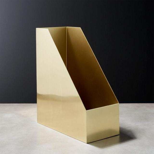 CB2 Pilar Gold Magazine Holder