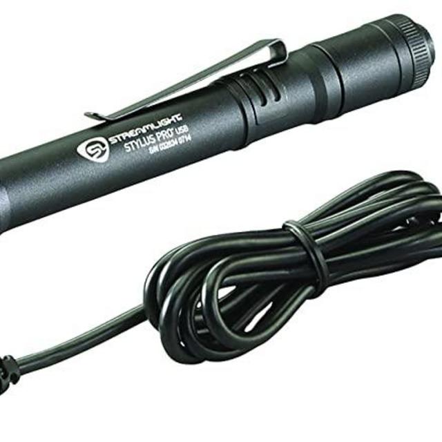 Streamlight 66134 Stylus Pro USB Rechargeable Penlight with Holster and Black/White LED - 250 Lumens