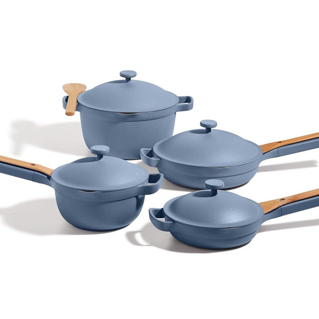 Our Place Cookware Set - Complete 13-Piece Set Including Always Pan 2.0, Mini Always Pan, Perfect Pot, and Mini Perfect Pot | Multifunctional, Toxin-Free Nonstick | Replaces 36 Pieces | Blue Salt