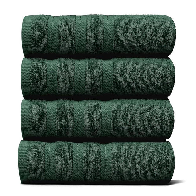 Hearth & Harbor Luxury Hand Towels - 100% Ring Spun Cotton Hand Towels for Bathroom, Shower, Spa, Soft & Absorbent Towels, 4 Piece Set, Hunter Green