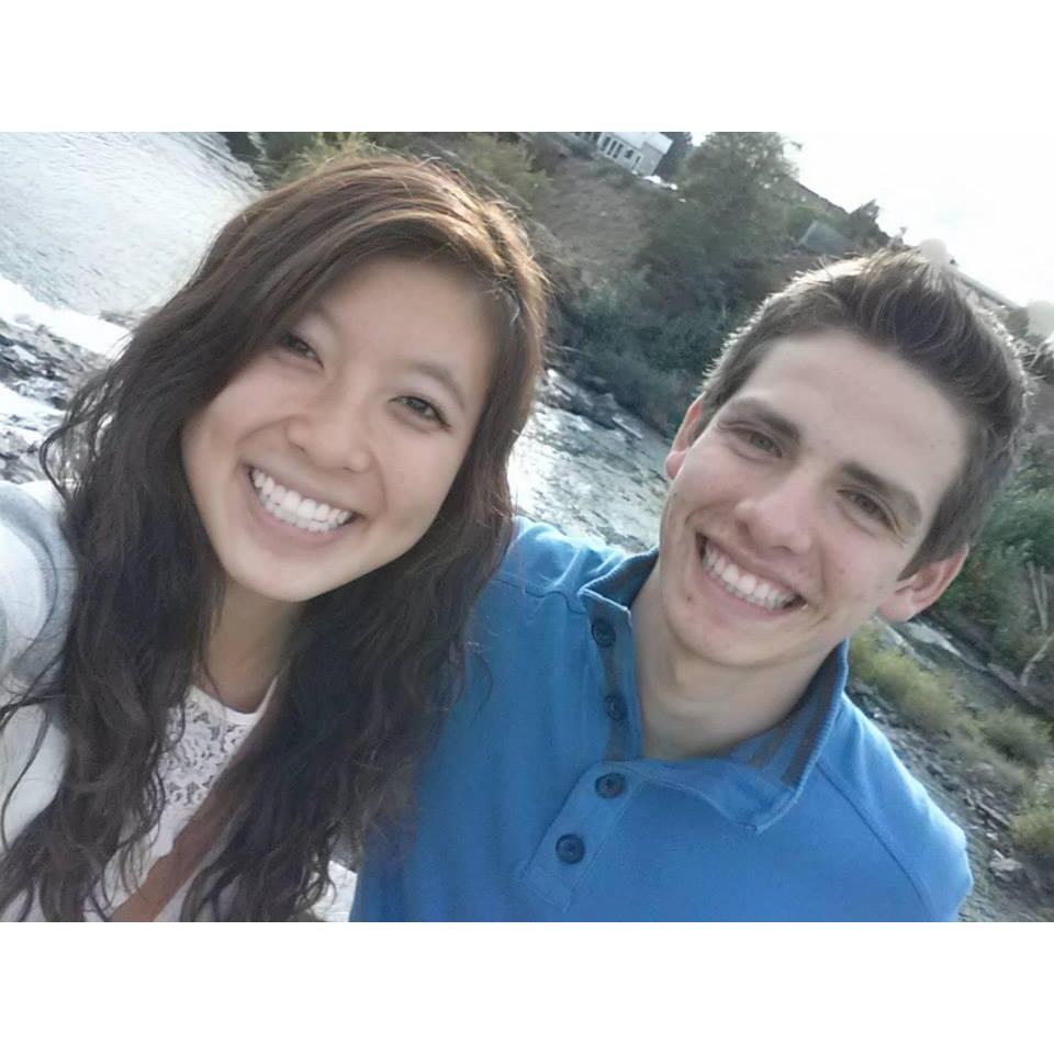 Our first photo together on our first date! (Also, Omar's first time eating sushi haha)