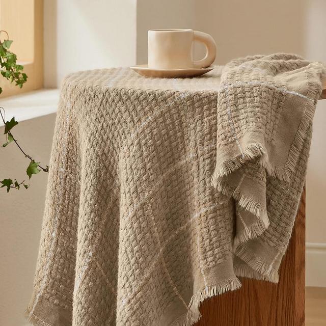 Bedsure Coffee Throw Blankets for Couch - Decorative Woven Throws Blanket with Tassels - Soft and Lightweight Farmhouse Throw Blankets for Sofa and Bed (50x60 Inches)