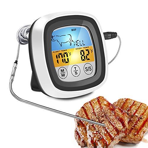 Meat Thermometer | Digital Instant Read Food Thermometer | Grill, Smoker, BBQ, Kitchen, Oven, Candy Thermometer for Cooking, Grilling, Smoking with 2 Temperature Probe & Touch Screen LCD Display