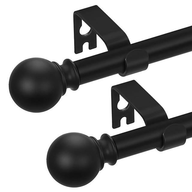 2 Pack Black Curtain Rods 18 to 60 Inches(1.5-5 Feet),5/8 inch Splicing Drapery Rods,Small Curtain Rods Set,Size: 18''-60'',Matte Black