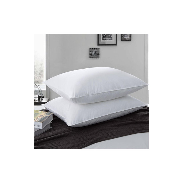 Peace Nest White Goose Down Feather Bed Pillows 2 Pack, White Classic, Standard