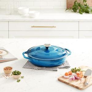 Lodge 3.6 Quart Enameled Cast Iron Casserole with Lid | Cornflower Blue