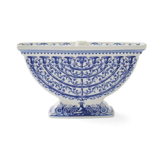 Spode Judaica Menorah | 6 X 10 -Inch Hannukah Menorah | Made of Fine Porcelain | Decorative Menorahs for Chanukah | Holds The Traditional 9 Candles