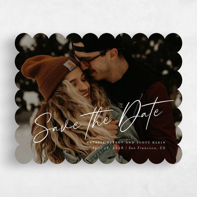 White Scalloped Wedding Save the Date - Gemma Photo