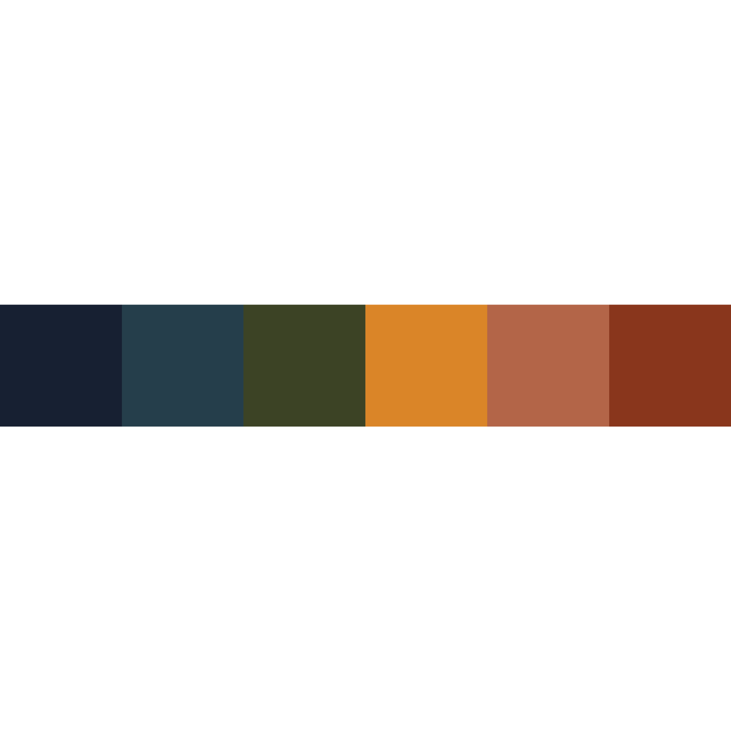 Color palette: bold earth tones