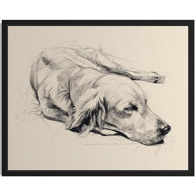 aj decor Golden Retriever Sketch Wall Art Print Poster, Dog Pet Lover Picture Painting Artwork Bedroom Living Room Office Dining Room 151C (Golden Retriever Sketch, 11 x 14 inches, Unframed)