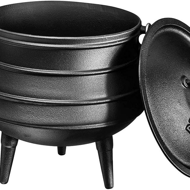 Cast Iron Pre-Seasoned Potjie African Pot, 6 Quarts