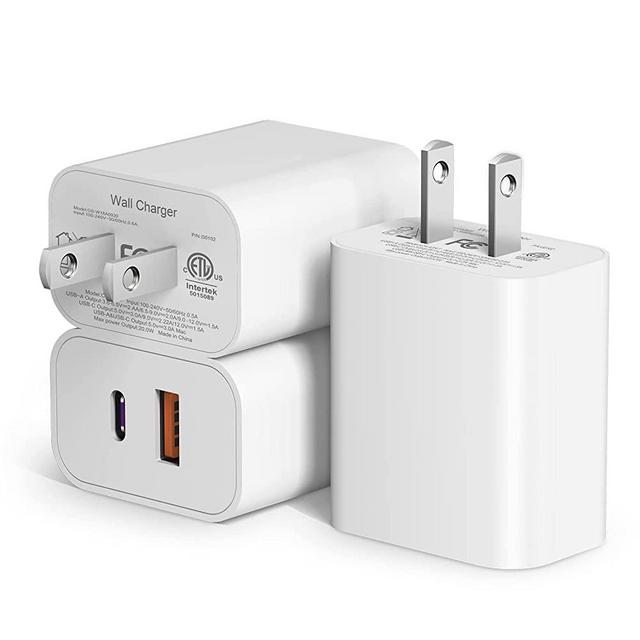 [3 Pack] USB C Wall Charger【Apple MFi Certified】 20W Dual Port PD Power Adapter Fast Charging Block for iPhone 14/14 Pro/14 Pro Max/14 Plus/13/12/11, XS/XR/X, iPad Pro, Google Pixel, Samsung Galaxy