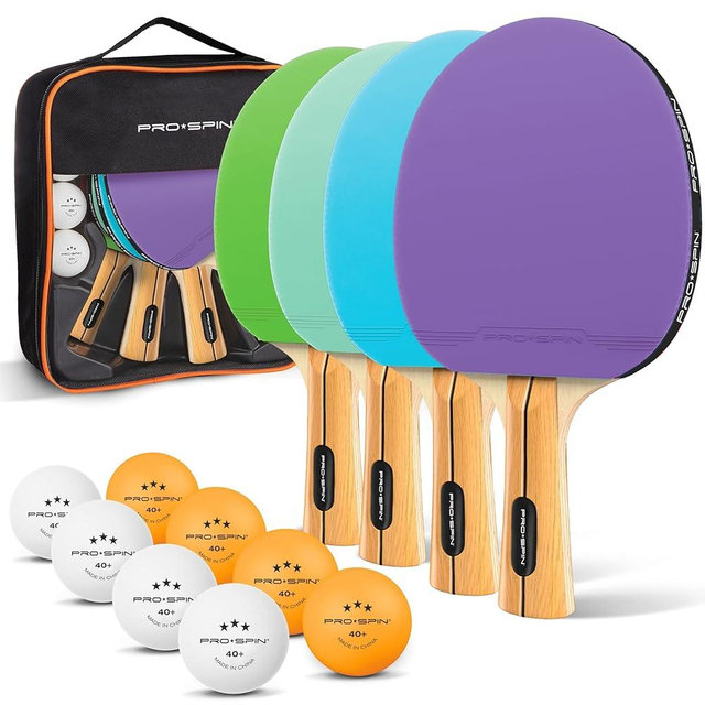 PRO-SPIN Ping Pong Paddles - High-Performance Set with Premium Table Tennis Rackets, 3-Star Ping Pong Balls, Compact Storage Case | Professional Quality Ping Pong Paddle Set | Indoor & Outdoor Games