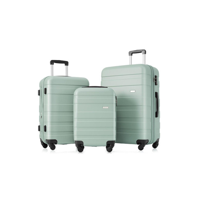 Whisen 3-Piece Luggage Sets, ABS Hardside Spinner Suitcases with TSA Lock and Spinner Wheels, Checked & Carry on Luggages - Green