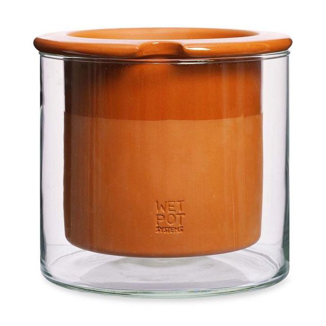 MoMA Collection Self-Watering Pot, Terracotta & Clear, Medium