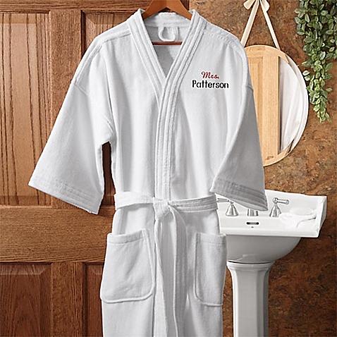 "Mr." and "Mrs." White Embroidered Velour Robes