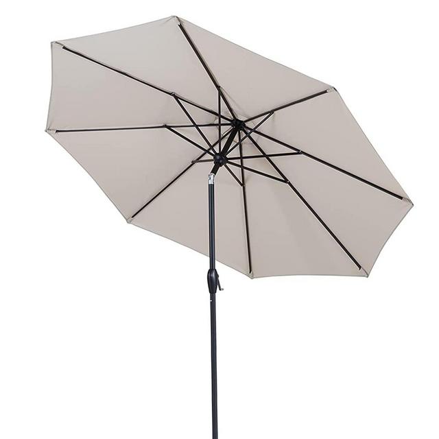 Tempera 9' Outdoor Market Patio Table Umbrella with Push Button Tilt and Crank,Large Sun Umbrella with Sturdy Pole&Fade resistant canopy,Easy to set,Beige