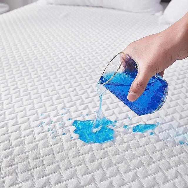 Waterproof Mattress Protector: Noiseless Mattress Pad Cover - 3D Bamboo Air Fabric Ultra Soft Breathable Mattress Topper 8"-21" Quilted Fitted Topper Cover Deep Pocket Dust-Proof Cooling