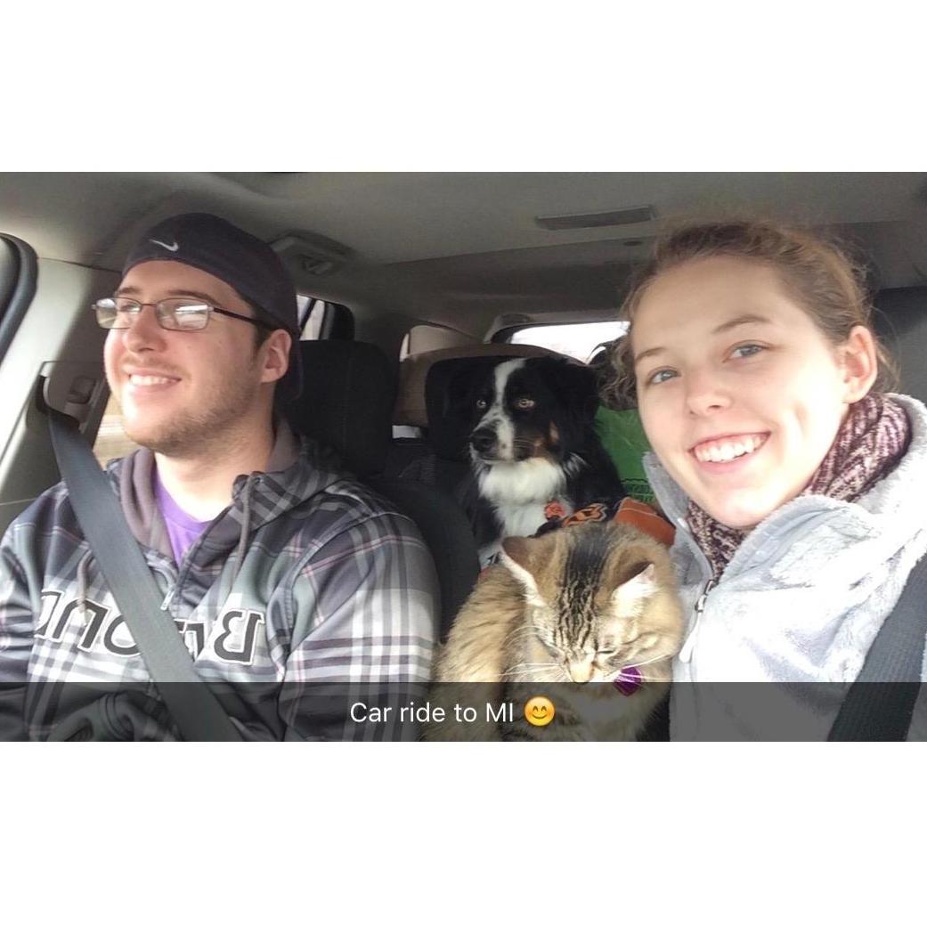 First car drive to MI summer 2016! Link and Roma did great.