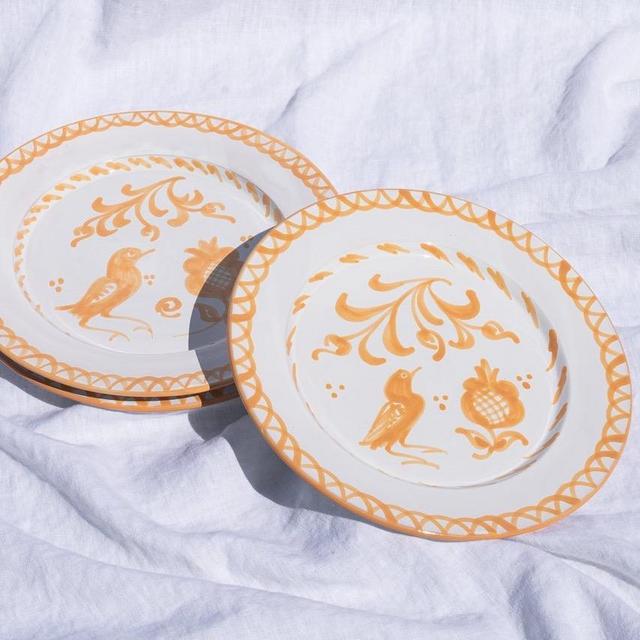 Dinner plate with hand painted designs