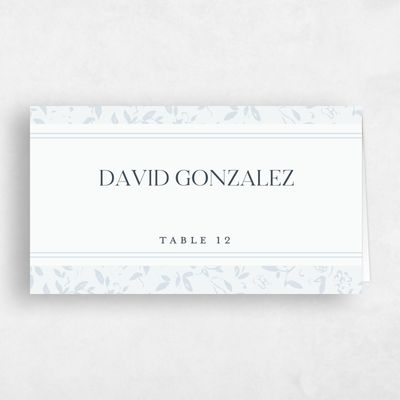 Blue Typography Wedding Place Card - Manado