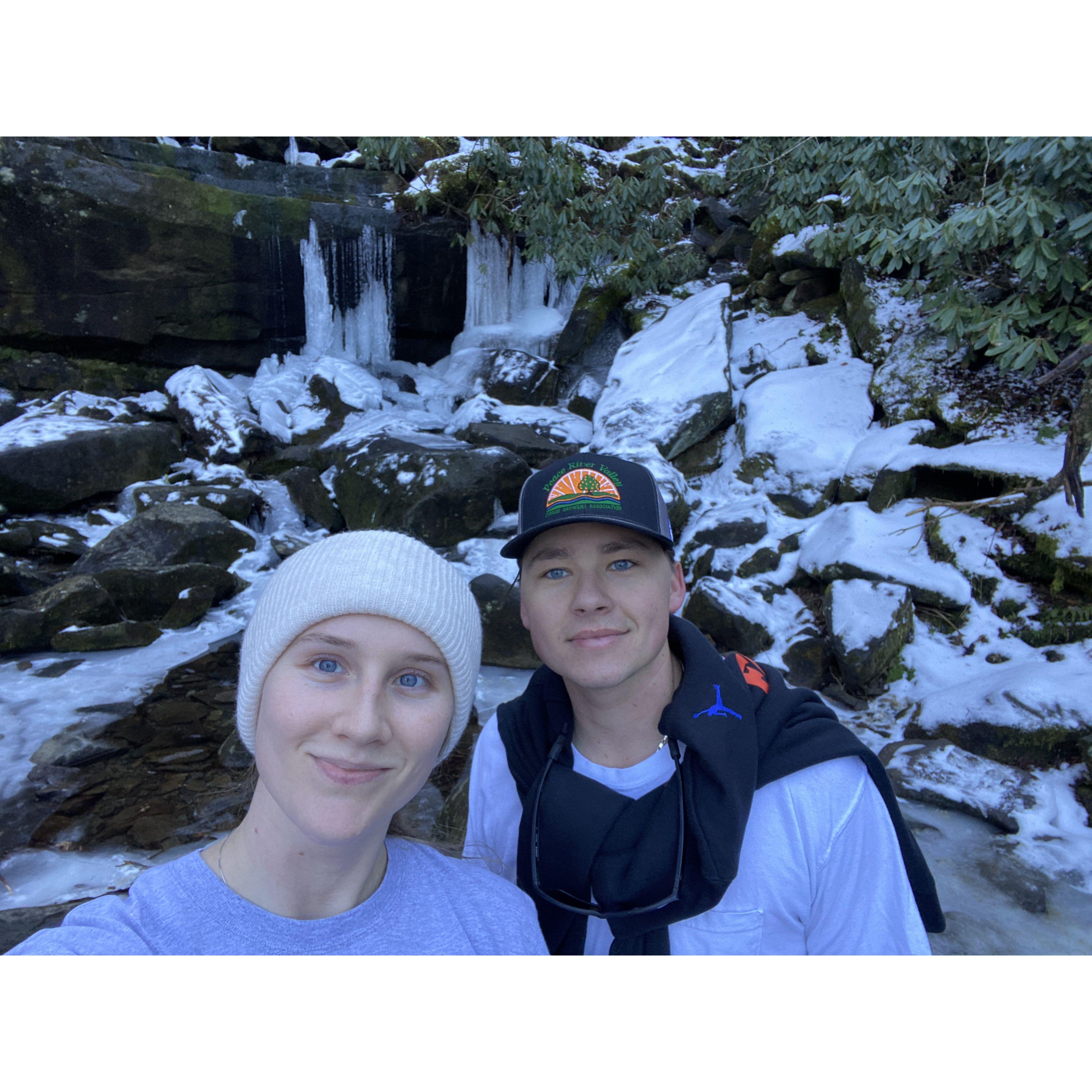 Hiking at the top of a mountain in Pigeon Forge, TN