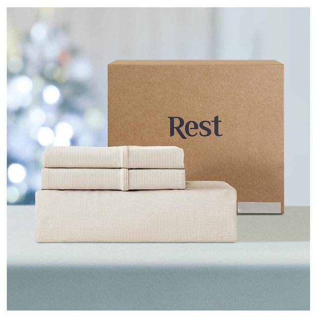 REST® Evercool®+ Cooling Starter Sheet Set of 1 Queen Fitted Sheet 15’’ deep(Stretched to 18’’) and 2 Standard Pillowcases 30"x20", Silver Infused Cooling Beddings for Hot Sleepers, Ivory