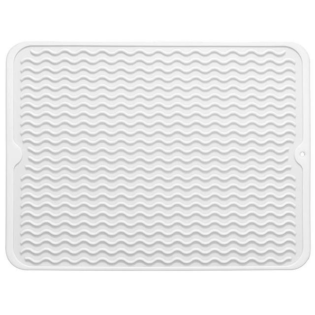 MicoYang Silicone Dish Drying Mat Black L(16 inch 12 inch), Size: Large