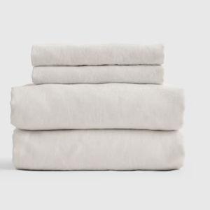 European Linen Sheet Set - With Flat Sheet, Sand