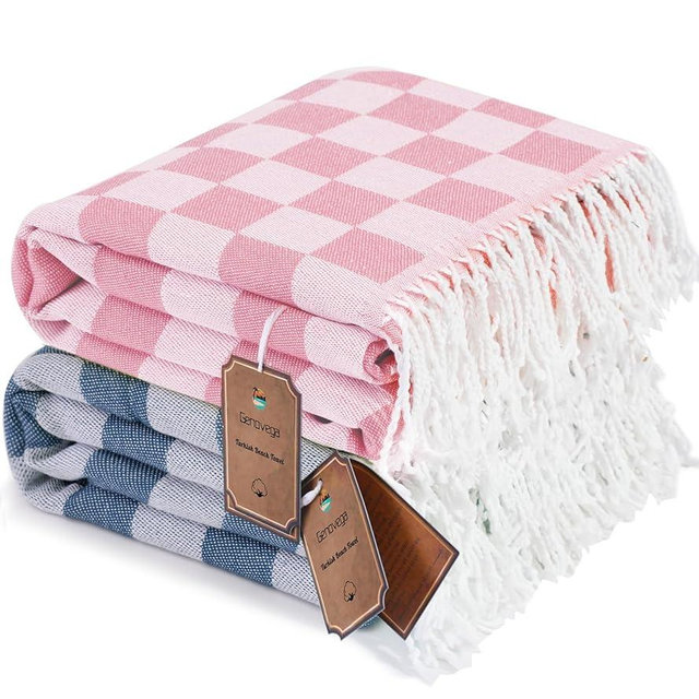 2 Packs Turkish Beach Towels Vacation Essentials Pool Towel for Women Birthday, Teacher Appreciation Thank You Gifts, Mothers Days Bridesmaid Bride Girlfriend Friendship Sister 40th Retirement Gift