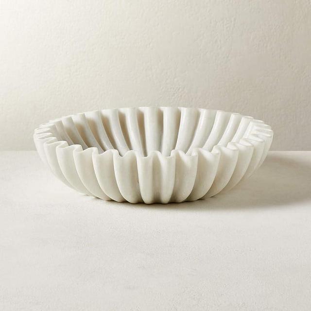 LE HOME DECOR Ruffle Marble Scalloped Bowl 6 inches, White Marble Wavy Bowl, Handmade Marble Fluted Bowl, Centerpiece Marble Ruffle Bowl, Marble Jewellery Bowl