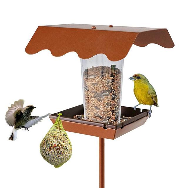 Goodeco Bird Feeder Stand with Base - Wild Bird feeders for Outside Wild Birds with Yard Stakes in Garden Backyard Outdoor Decor,Grandma Gifts,Gifts for Bird Lovers 6.7x53.5 inch (Square)