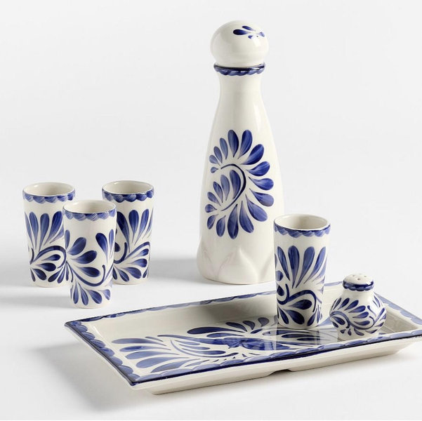 Puebla Porcelain Tequila Set + Decanter