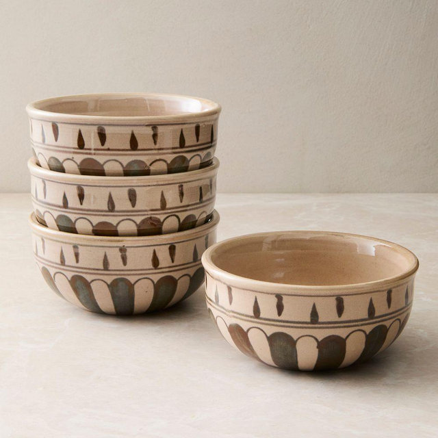 Pierce and Ward Ceramic Cereal Bowl, Green Brown, Set of 4