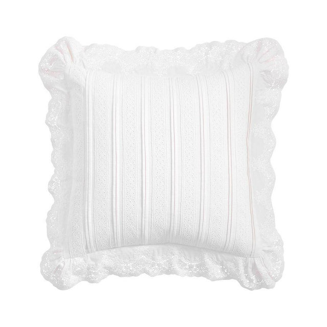 LoveShackFancy Lace Crochet Pillow Cover, 18" x 18", Neutral