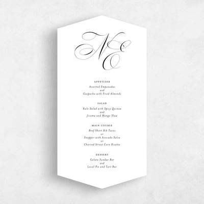 White Diamond Wedding Menu - Thorn