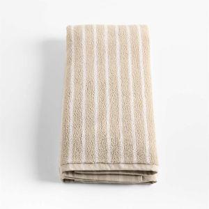 Organic Turkish Cotton Pampas Ivory Stripe Hand Towel | Crate & Barrel