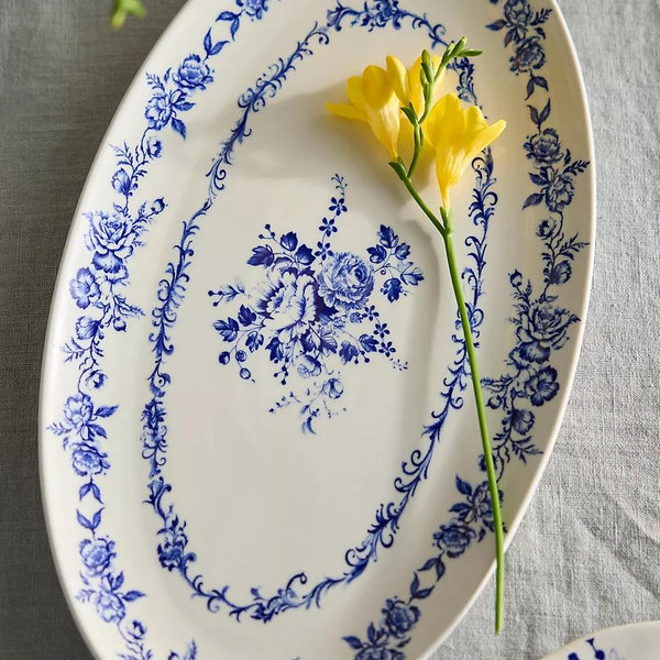 Botanical Transferware Serving Platter