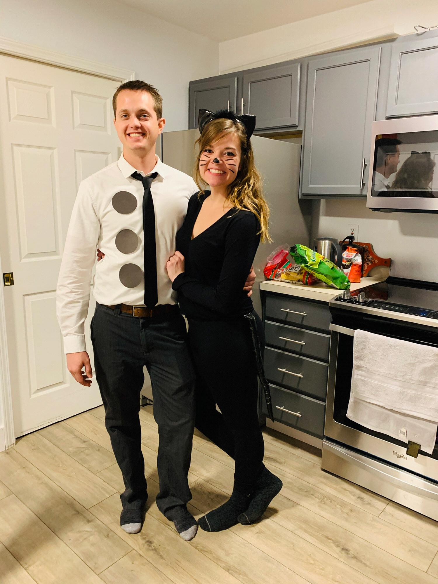 Our first Halloween! 3 hole punch Jim and Cat Pam!
