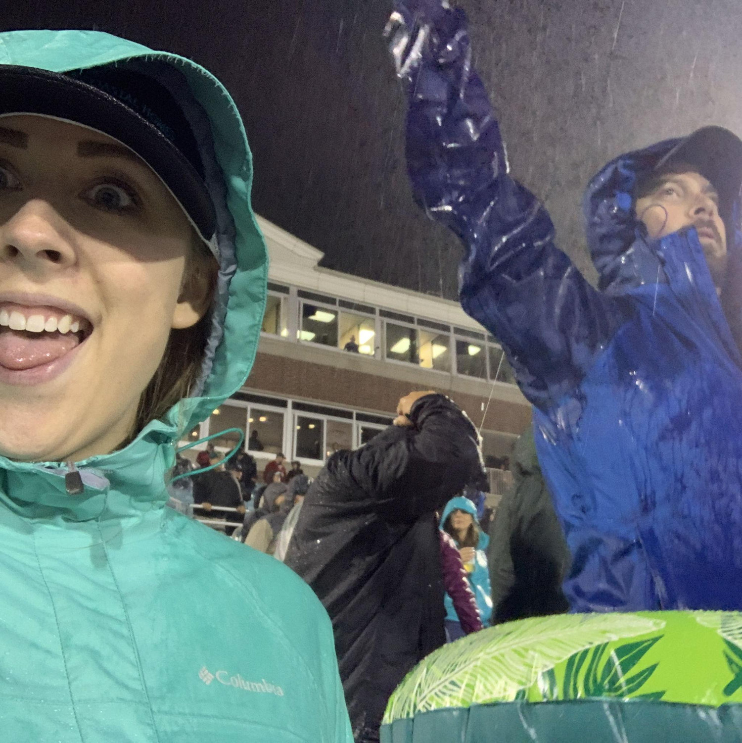 Coastal football in the rain.
