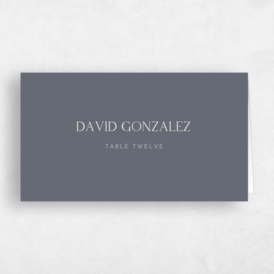 Dark Slate, Blue Wedding Place Card - Sharpe