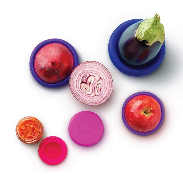 Food Huggers Reusable Silicone Food Savers Set of 5 (Bright Berry)