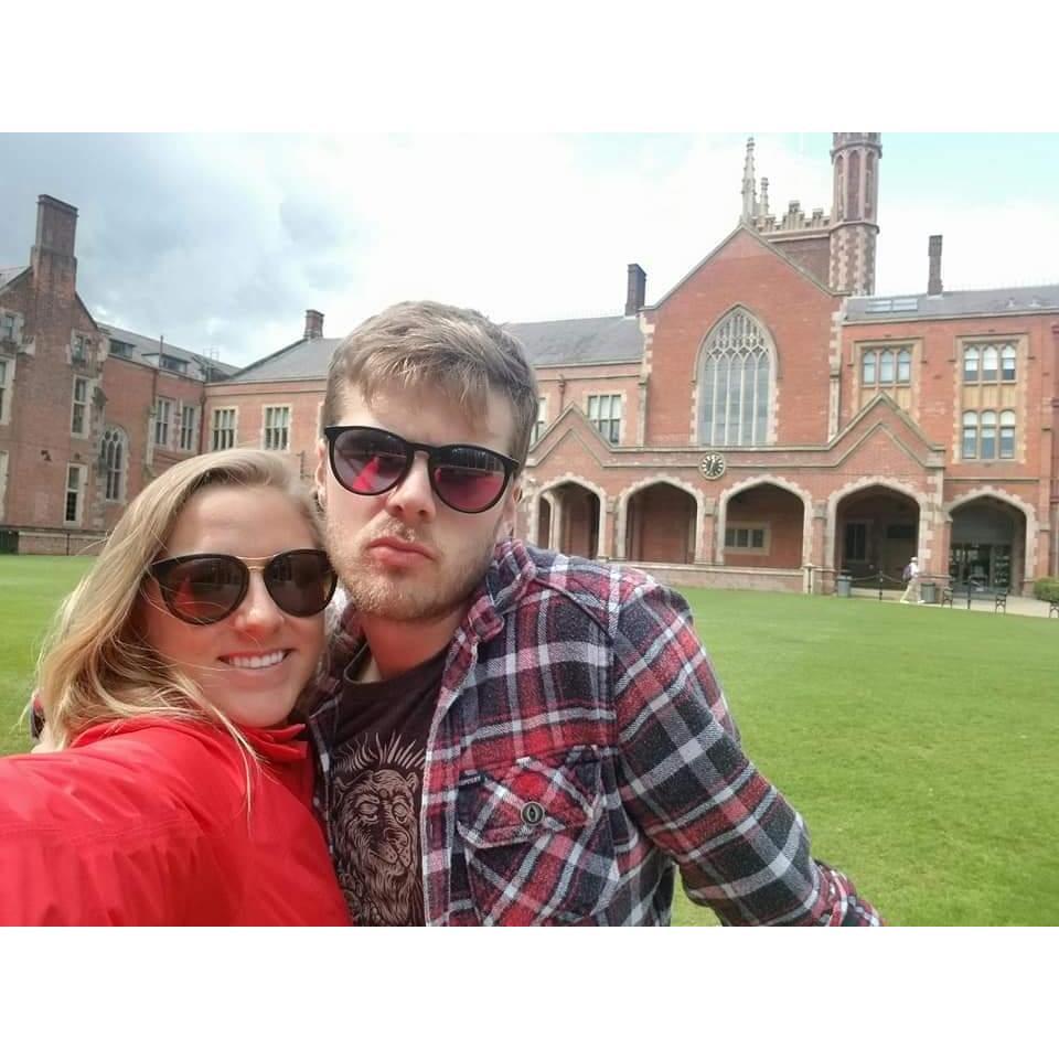 Glenn and I on our college campus, Queen's University Belfast.