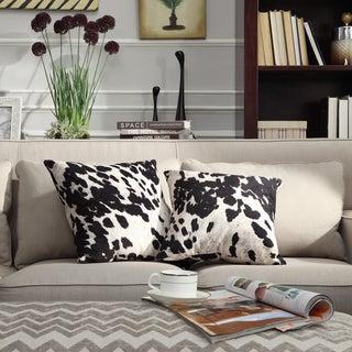 Black and White Faux Cow Hide Print Decorative Pillows (Set of 2) by iNSPIRE Q Bold