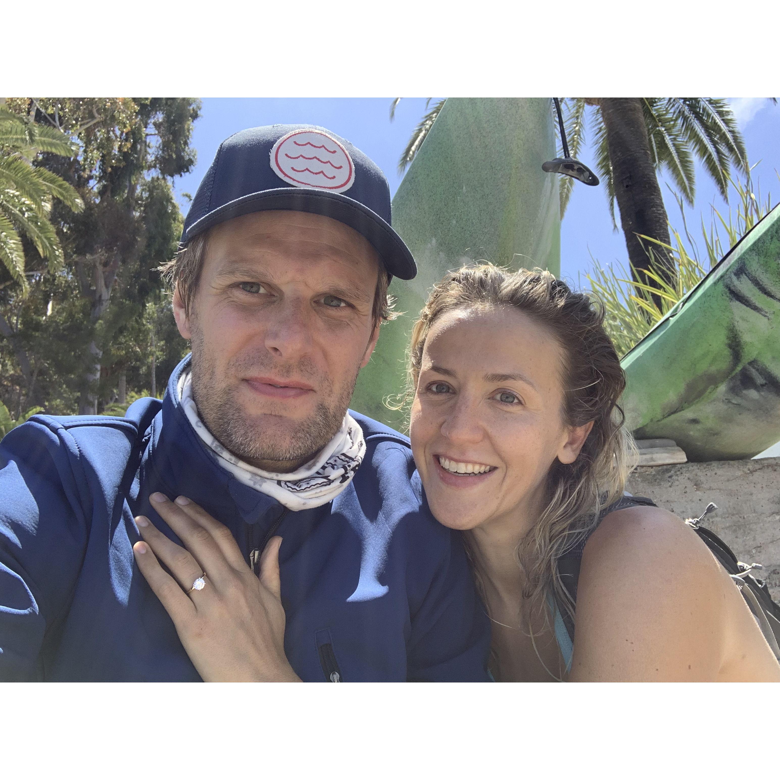 Right after we got engaged, Nick proposed as I was coming out of the water on Catalina Island.