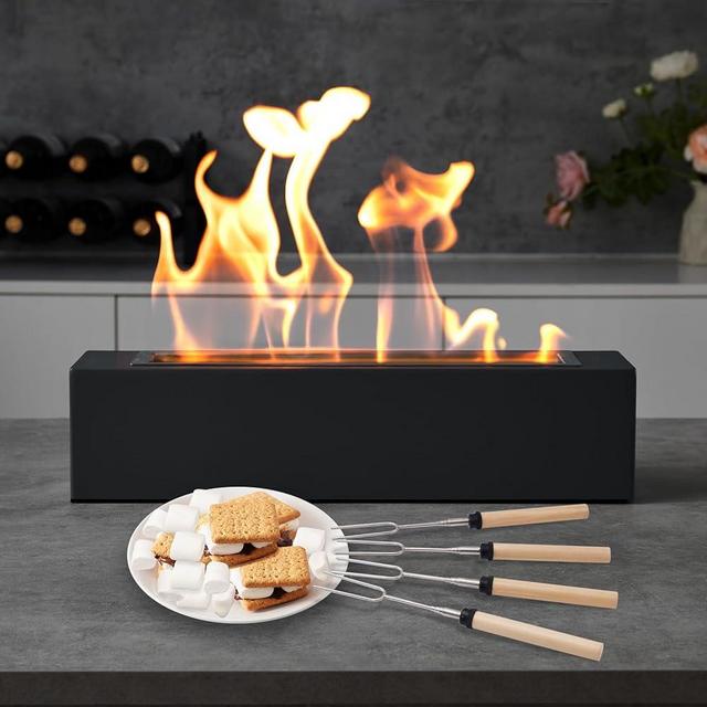 Tabletop Fire Pit - Smores Maker with 4 Extendable Roasting Sticks, Metal Indoor Table Top Firepit & Outdoor Tabletop Fireplaces for Patio & Balcony, Gift for Home Decor Housewarming Wedding Birthday