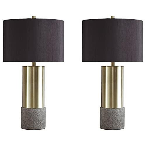 Signature Design by Ashley - Jacek Table Lamps - Set of 2 - Contemporary - Gray/Brass Finish